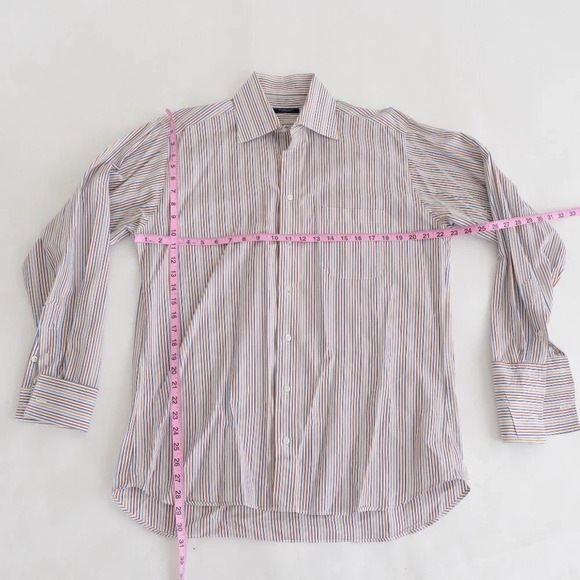 Vintage Burberry London  Multi-colour Striped Button Down Dress Shirt - Picture 2 of 14